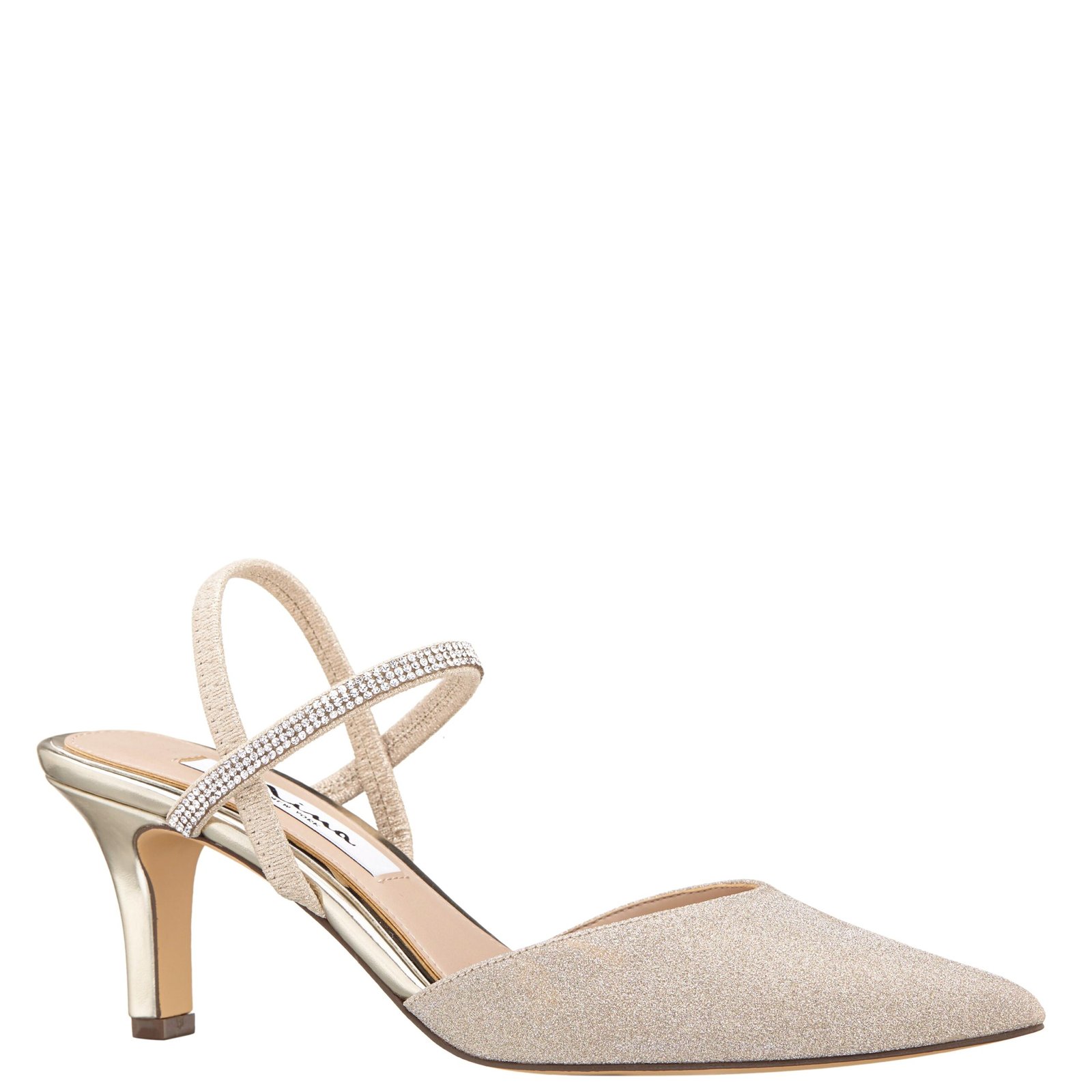 Nina Shoes Billie Platino Glitter Mid-Heel Closed-Toe Pump