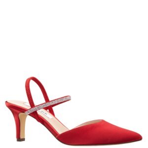 Nina Shoes Billie Red Rouge Satin Mid-Heel Closed-Toe Pump