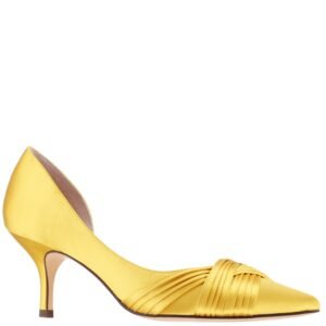 Nina Shoes Blakely Citron Satin Pointy-Toe D'orsay Mid-Heel Dress Pump