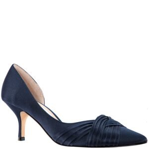 Nina Shoes Blakely New Navy Satin Pointy-Toe D'orsay Mid-Heel Dress Pump