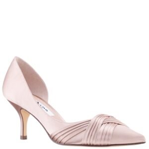 Nina Shoes Blakely Pearl Rose Satin Pointy-Toe D'orsay Mid-Heel Dress Pump