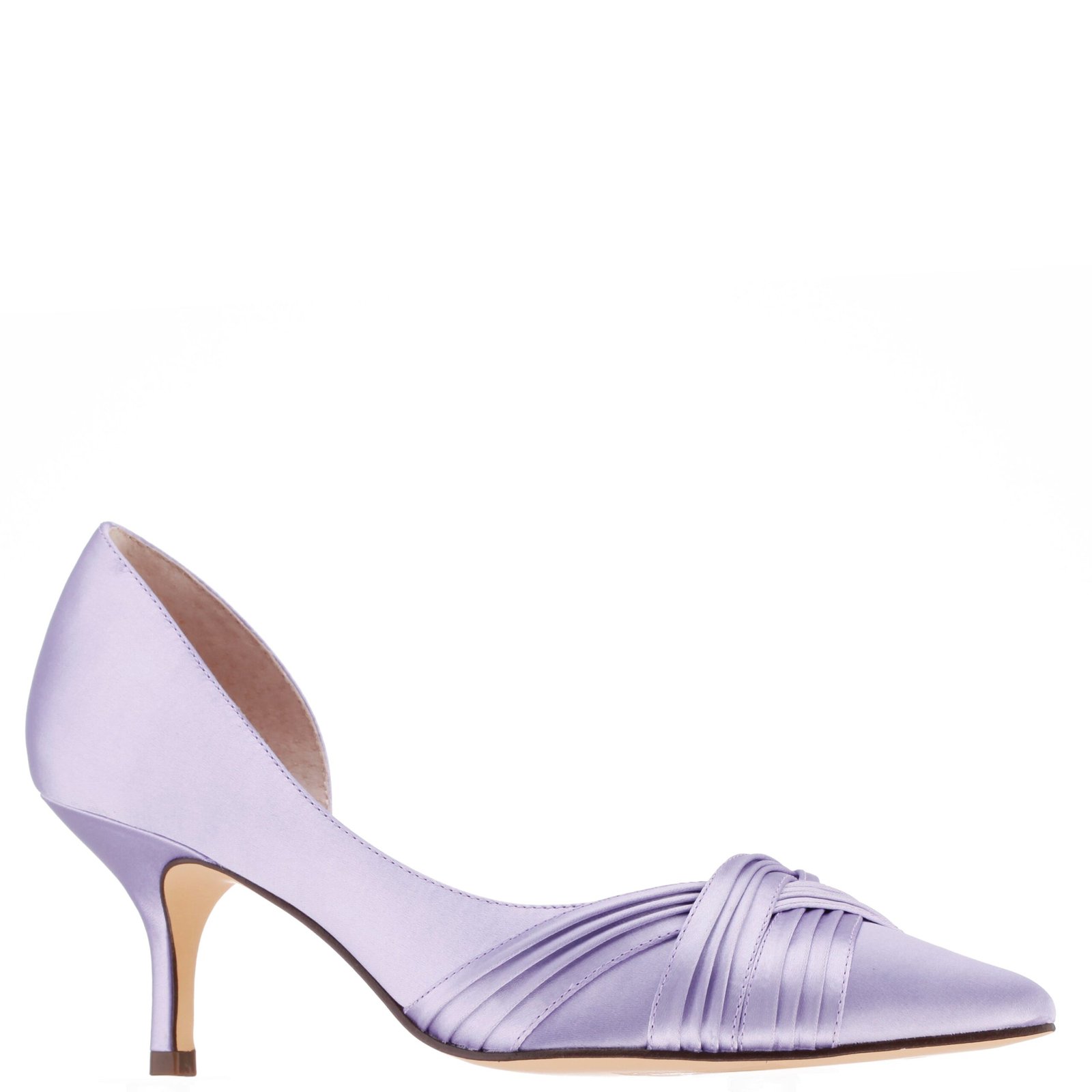 Nina Shoes Blakely Royal Lilac Satin Pointy-Toe D'orsay Mid-Heel Dress Pump