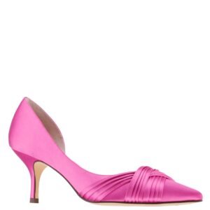 Nina Shoes Blakely Ultra Pink Satin Pointy-Toe D'orsay Mid-Heel Dress Pump