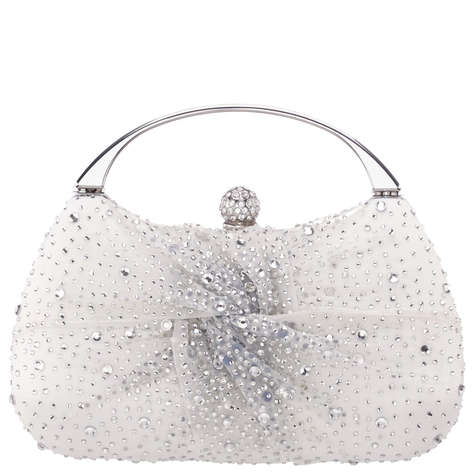 Nina Shoes Brando-Cc Ivory Chiffon/Satin/Glass Crystal Minaudiere