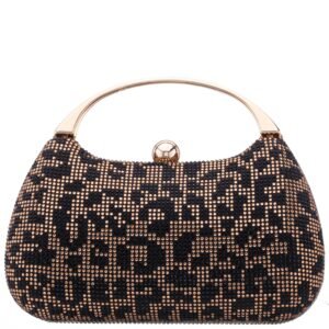Nina Shoes Brando Leopard Patterned Glass Crystal Minaudiere