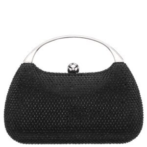Nina Shoes Brando Black Crystal Minaudiere With Metal Handle
