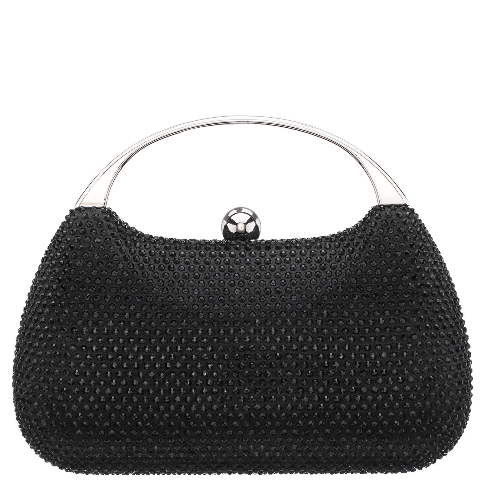 Nina Shoes Brando Black Crystal Minaudiere With Metal Handle
