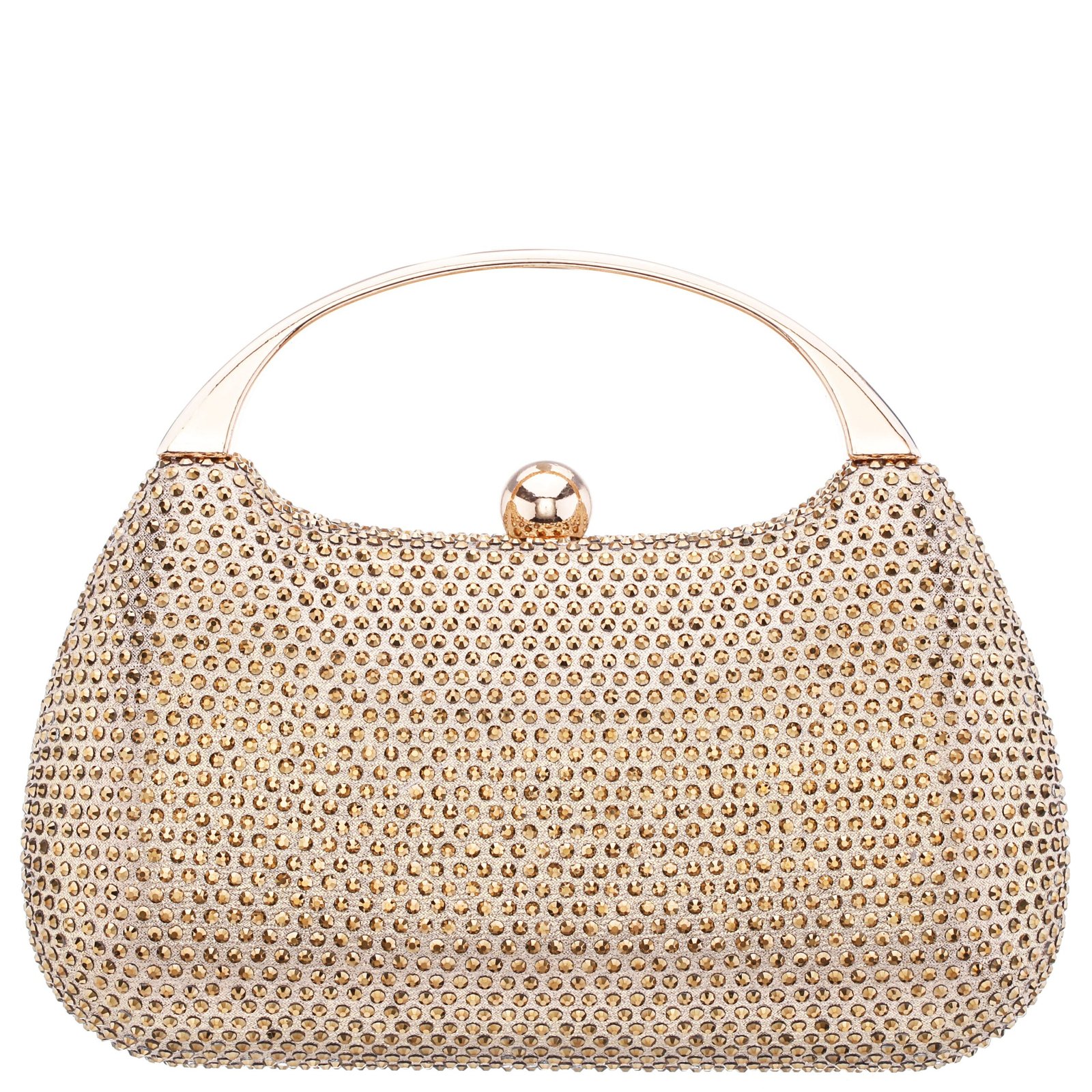 Nina Shoes Brando Gold Crystal Minaudiere With Metal Handle