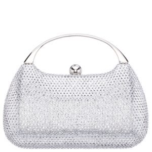 Nina Shoes Brando Silver Crystal Minaudiere With Metal Handle
