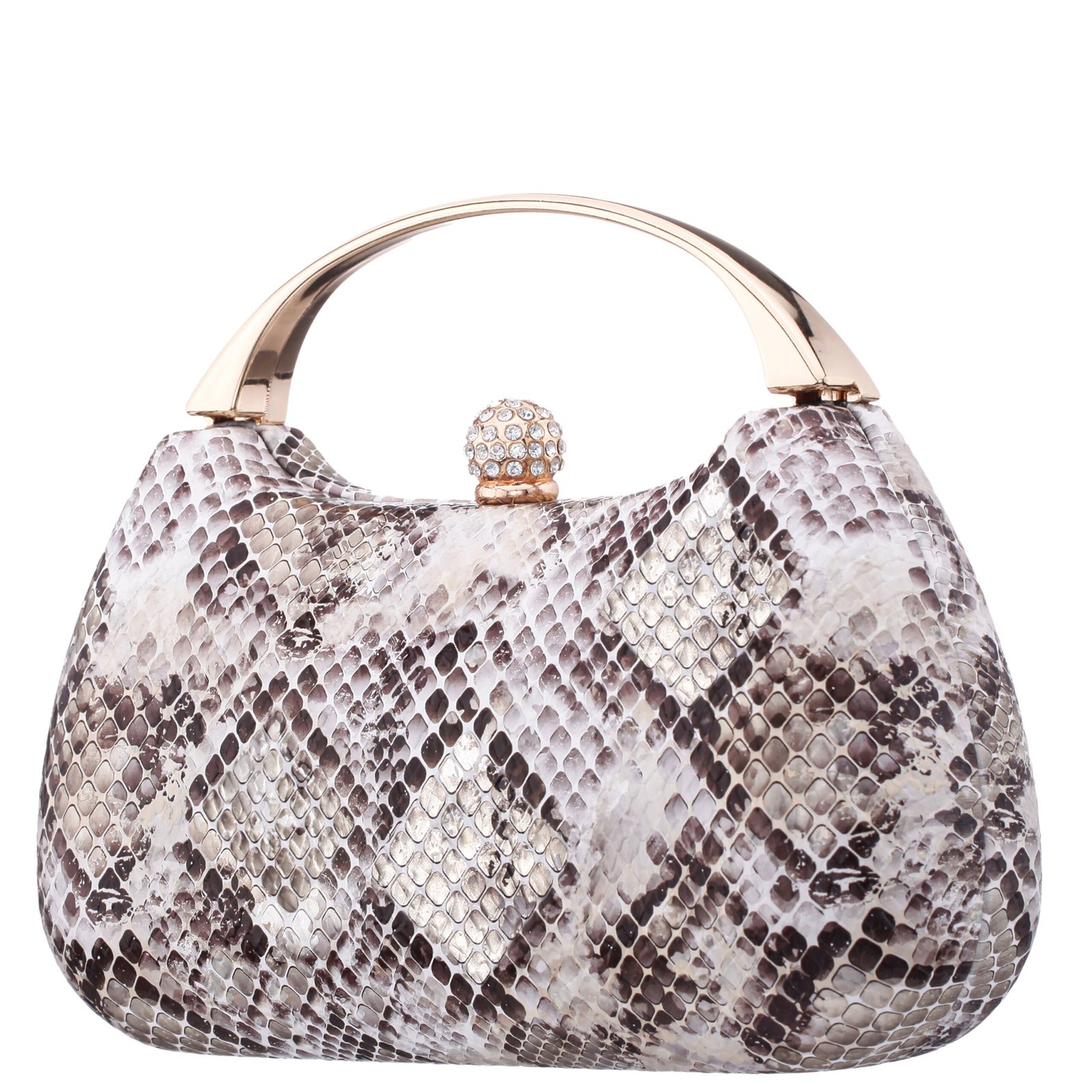 Nina Shoes Brando Ivory Metallic Snake PU Minaudiere