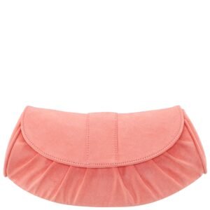 Nina Shoes Brendyl Coral Faux Suede Flap Clutch