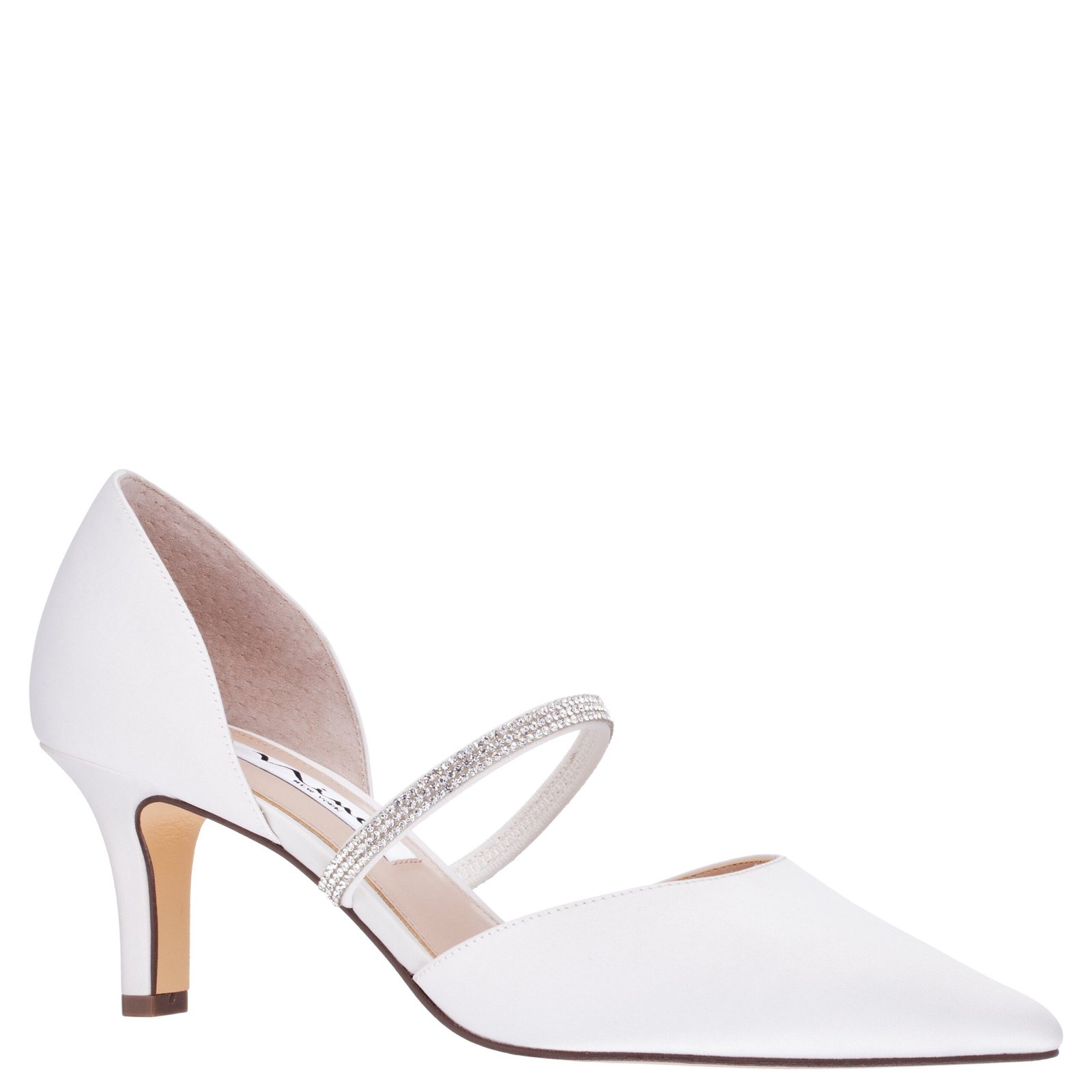 Nina Shoes Brystol Ivory Satin Mid-Heel D'orsay Dress Pump