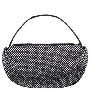 Nina Shoes Cally Black Half Moon Crystal Netting Bag
