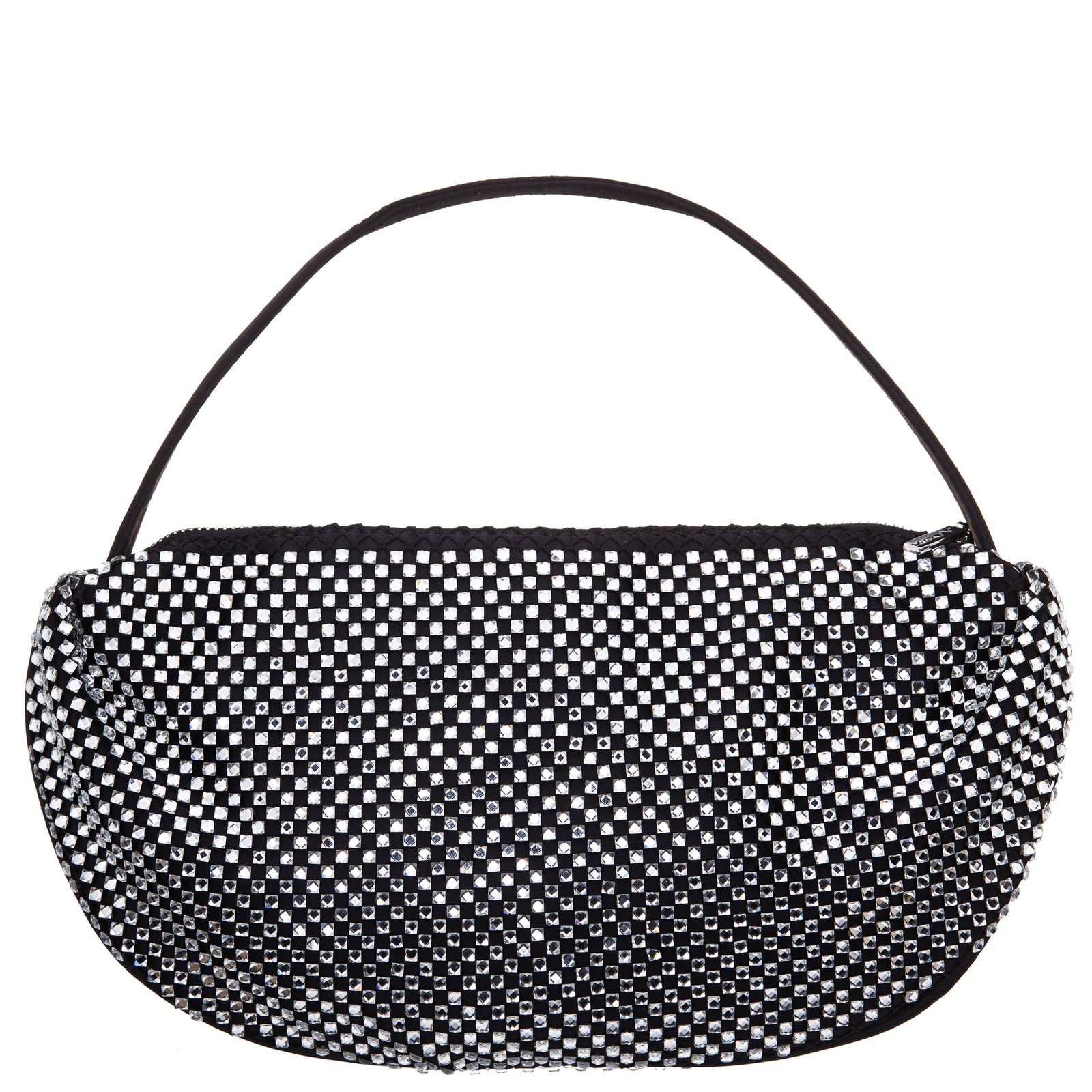 Nina Shoes Cally Black Half Moon Crystal Netting Bag
