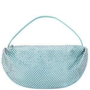 Nina Shoes Cally Sea Green Half Moon Crystal Netting Bag