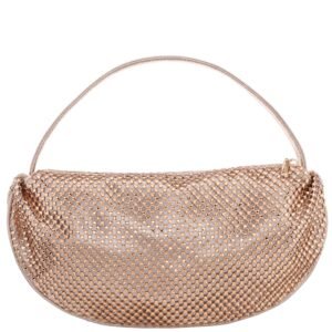 Nina Shoes Cally Taupe Half Moon Crystal Netting Bag