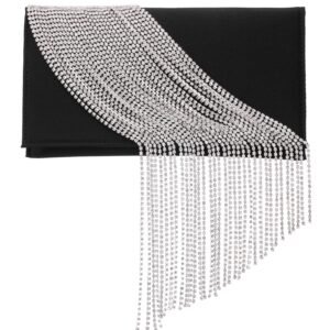 Nina Shoes Carma Women's Black Crystal Chain Slim Envelope Clutch