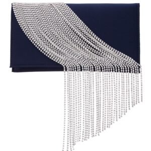 Nina Shoes Carma Women's Navy Crystal Chain Slim Envelope Clutch