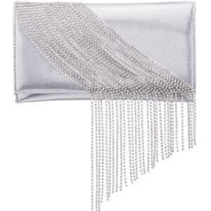 Nina Shoes Carma Women's Silver Crystal Chain Slim Envelope Clutch