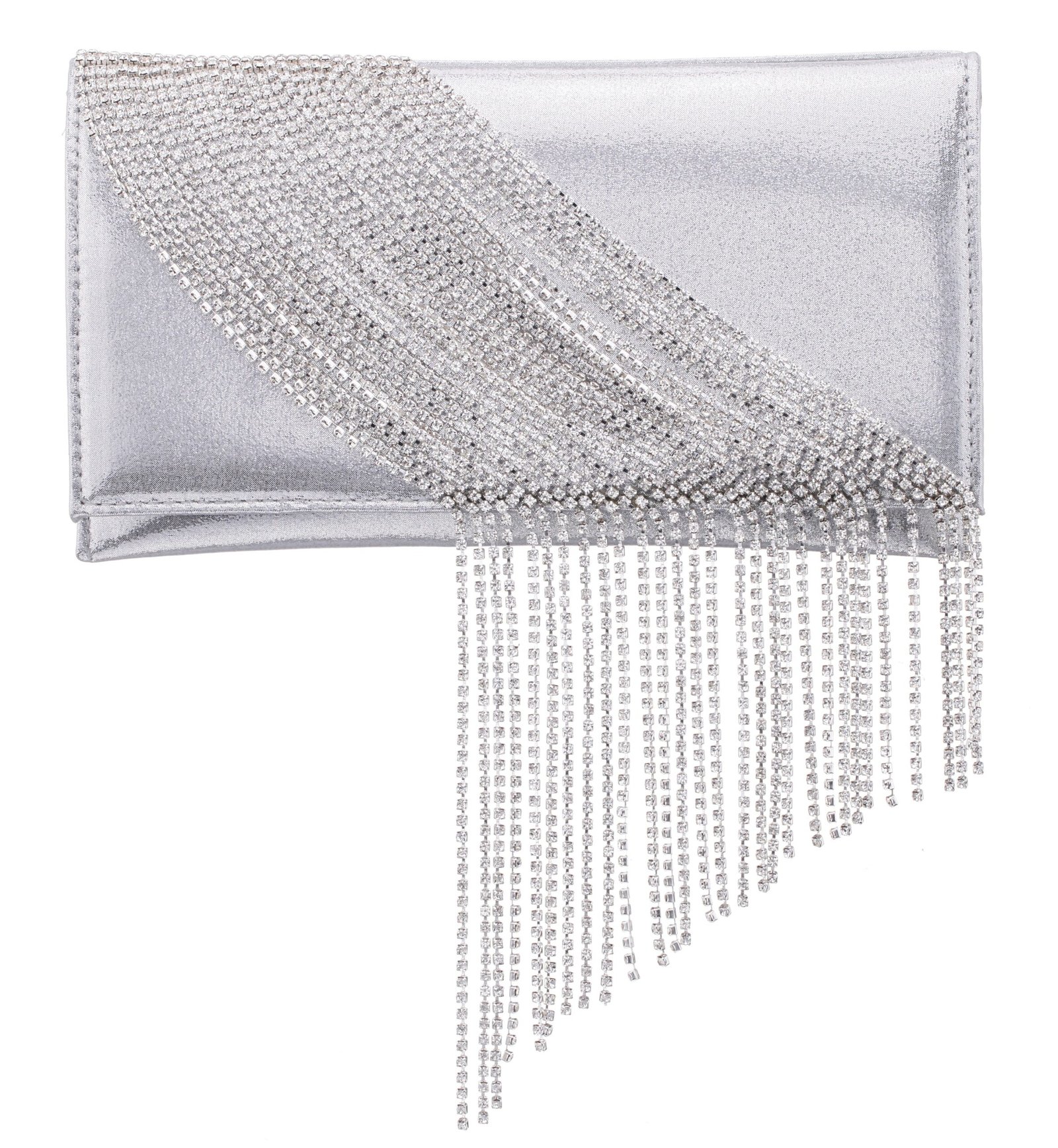 Nina Shoes Carma Women's Silver Crystal Chain Slim Envelope Clutch