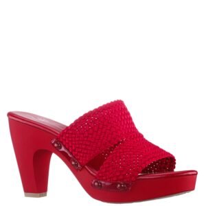Nina Shoes Casino Poppy Red Slip On High-Heel Platform Sandals
