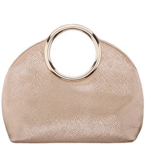 Nina Shoes Cher Matte Gold Embossed Snake PU Handle Bag