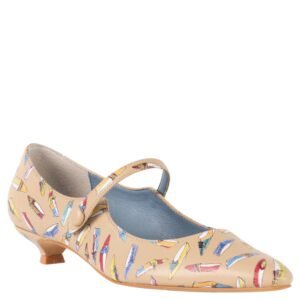 Nina Shoes Chic Beige Mary Jane Flat-Shoe Pumps