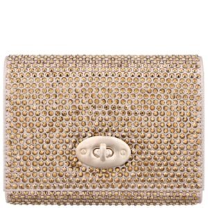 Nina Shoes Cilian Gold Glass Crystal Flap Clutch