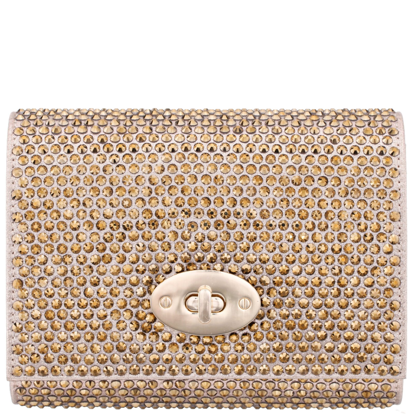 Nina Shoes Cilian Gold Glass Crystal Flap Clutch