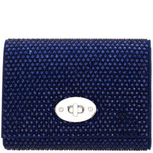 Nina Shoes Cilian Navy Glass Crystal Flap Clutch