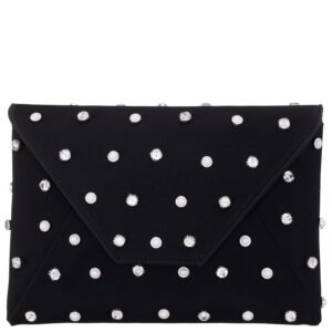 Nina Shoes Cole Women's Black Pearl/Crystal Adorned Square Envelope Clutch