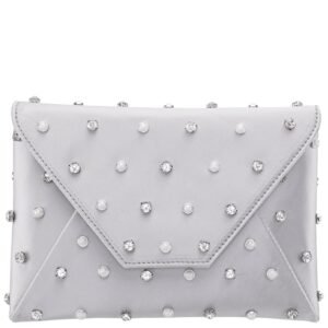 Nina Shoes Cole Women's Silver Crystal Adorned Square Envelope Clutch