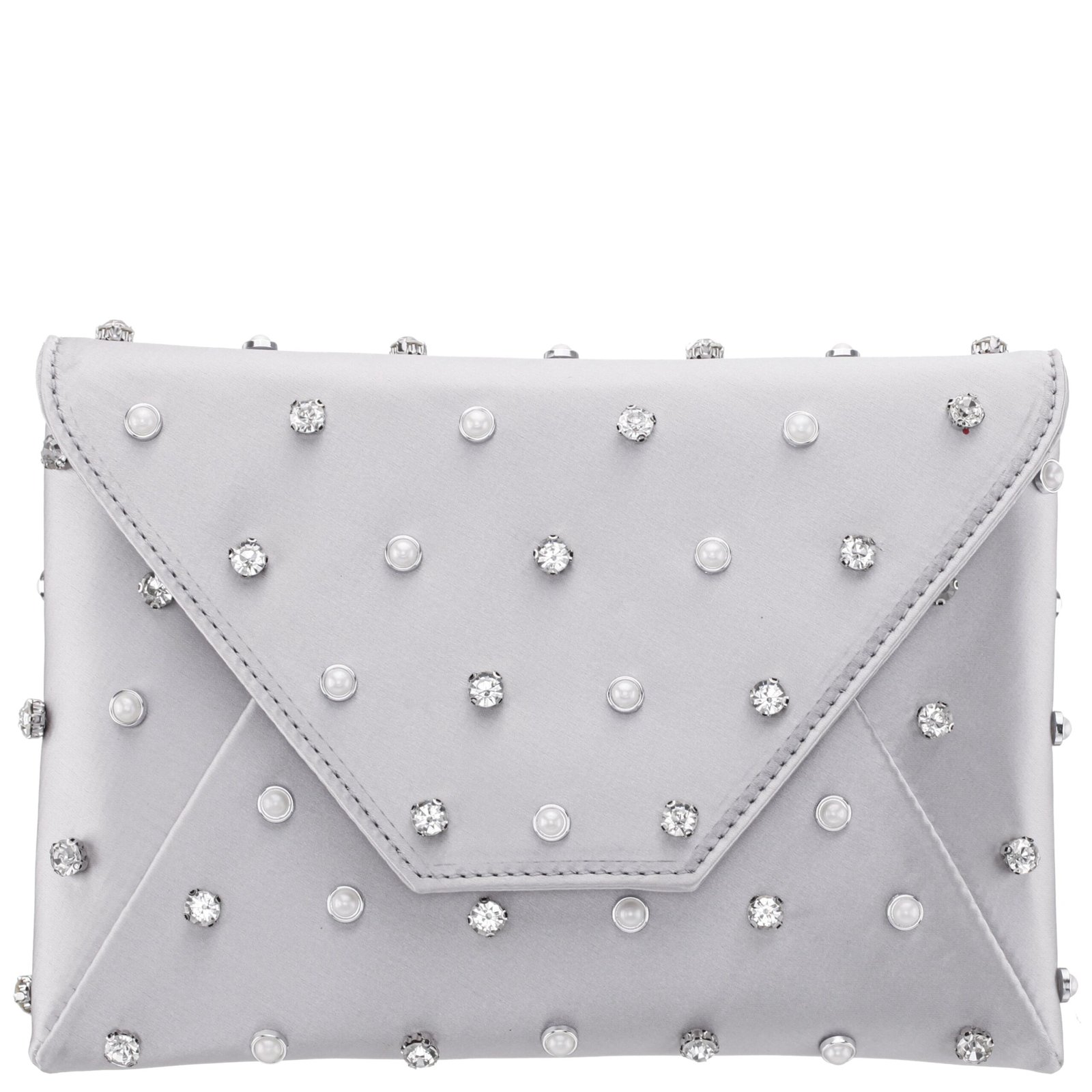 Nina Shoes Cole Women's Silver Crystal Adorned Square Envelope Clutch