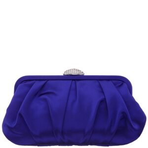 Nina Shoes Concord Midnight Plum Pleated Frame Clutch With Crystal Clasp
