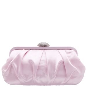 Nina Shoes Concord Rose Mist Pleated Frame Clutch With Crystal Clasp