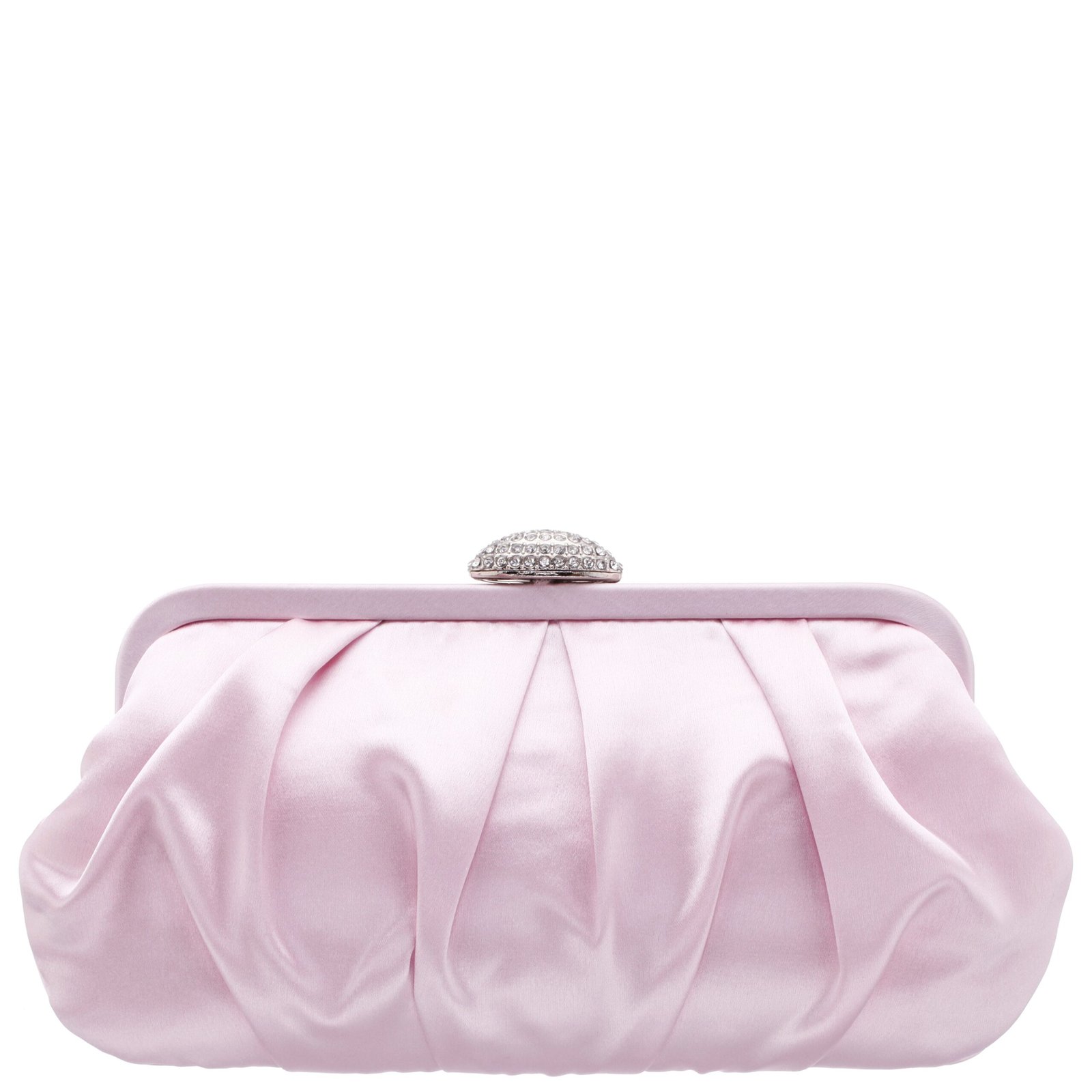 Nina Shoes Concord Rose Mist Pleated Frame Clutch With Crystal Clasp
