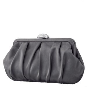 Nina Shoes Concord Stone Pleated Frame Clutch With Crystal Clasp