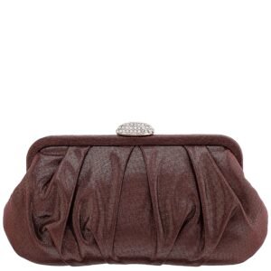 Nina Shoes Concord Bronze Pleated Frame Clutch With Crystal Clasp