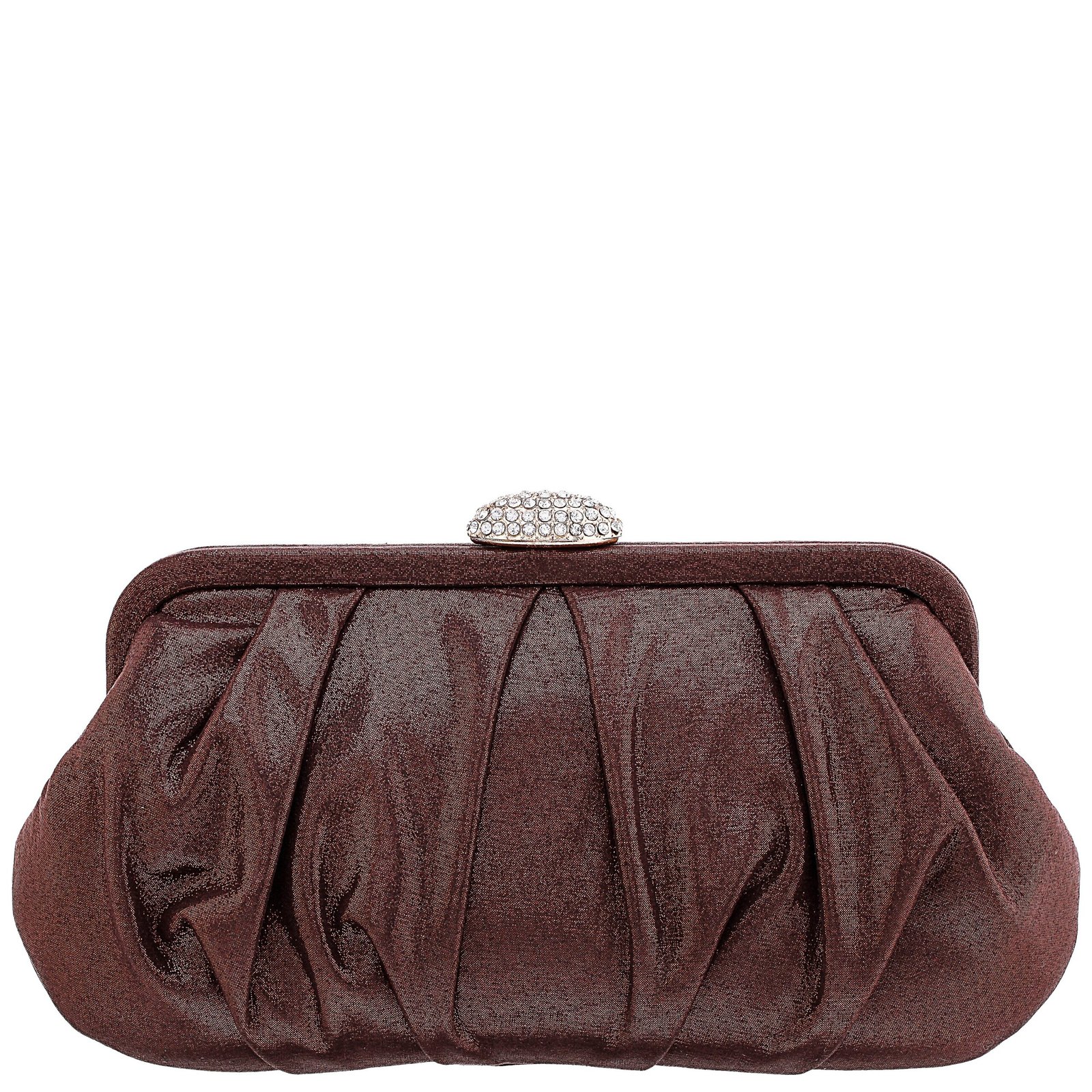 Nina Shoes Concord Bronze Pleated Frame Clutch With Crystal Clasp