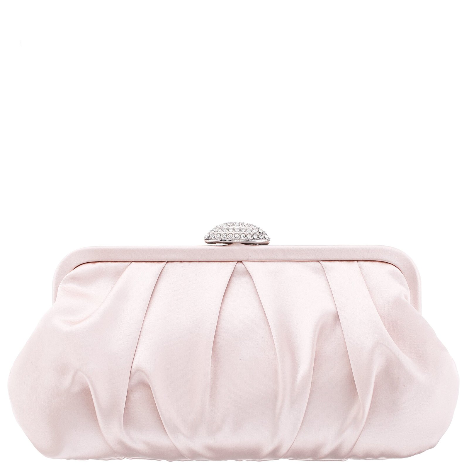 Nina Shoes Concord Pearl Rose Pleated Frame Clutch With Crystal Clasp