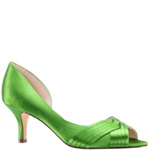 Nina Shoes Contesa Apple Satin Peep-Toe D'orsay Mid-Heel Dressy Pump