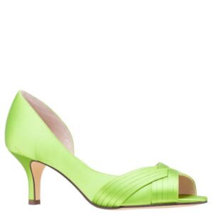 Nina Shoes Contesa Lime Light Satin Peep-Toe D'orsay Mid-Heel Dressy Pump