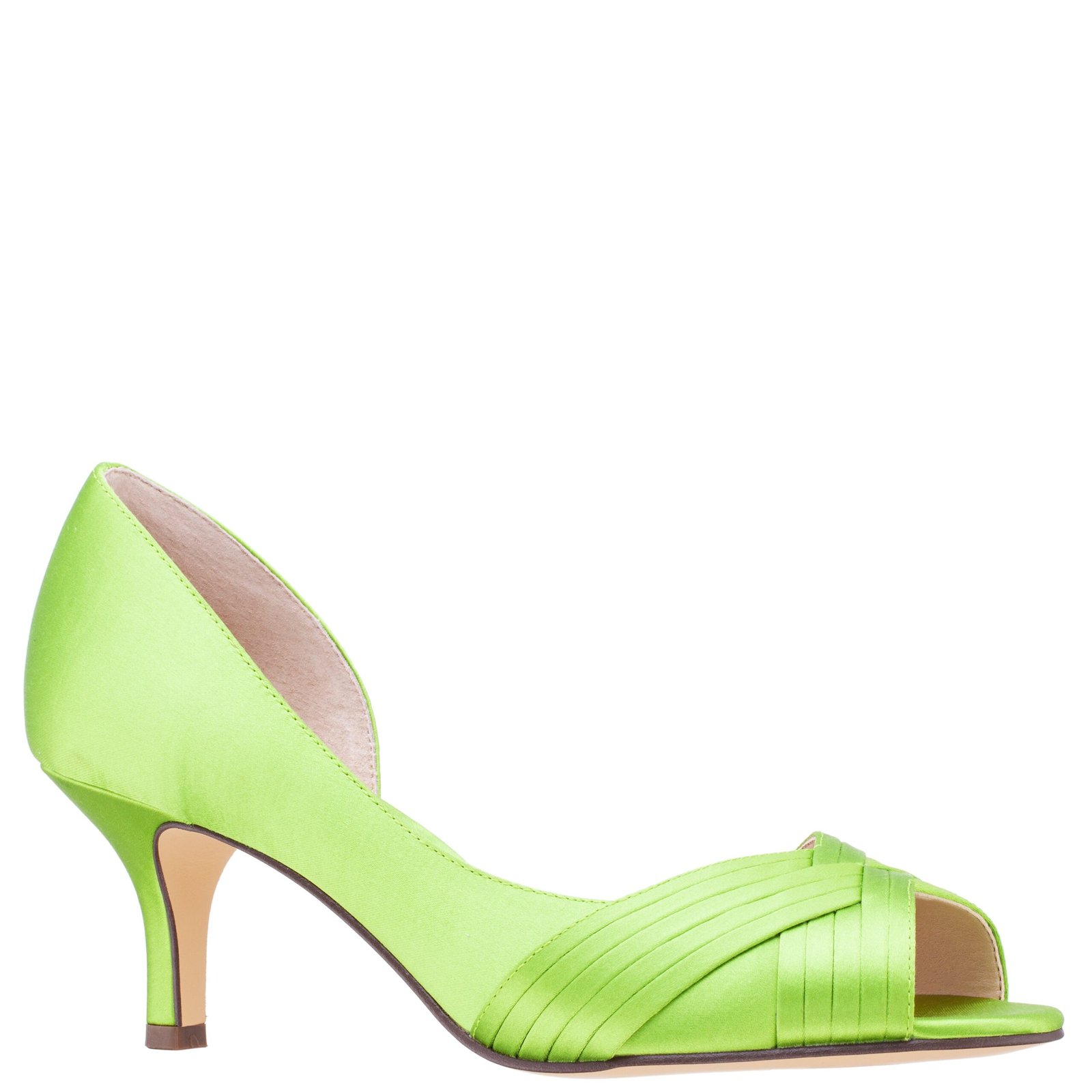 Nina Shoes Contesa Lime Light Satin Peep-Toe D'orsay Mid-Heel Dressy Pump