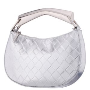 Nina Shoes Cory Silver Metallic Faux Woven PU Handle Bag