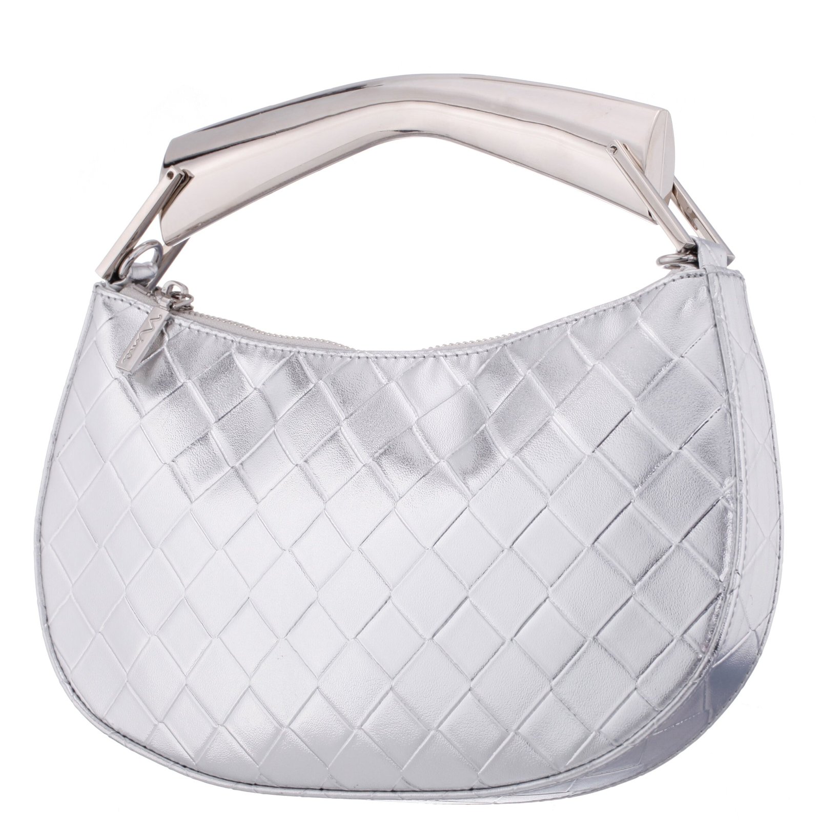 Nina Shoes Cory Silver Metallic Faux Woven PU Handle Bag