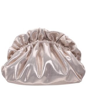 Nina Shoes Cristy Platino Metallic Gathered Crossbody Pouch Bag