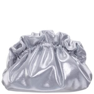 Nina Shoes Cristy True Silver Metallic Gathered Crossbody Pouch Bag
