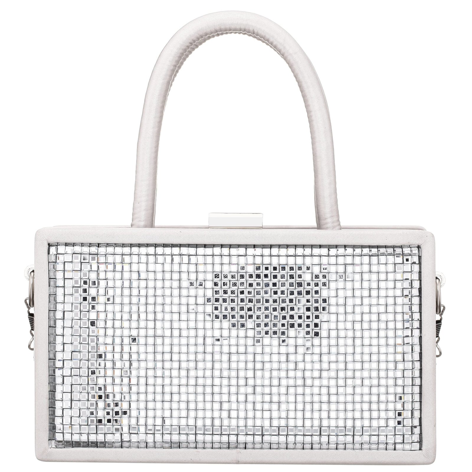 Nina Shoes Danna Silver Crystal "Squares" Frame Satchel