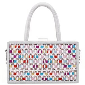 Nina Shoes Danna White Woven Glitter Frame Satchel