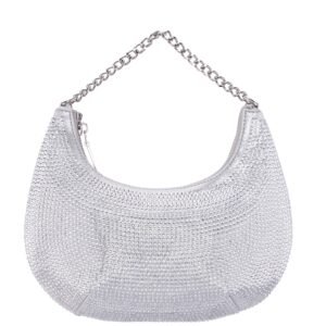 Nina Shoes Daryn Silver Glass Crystal Crossbody Bag